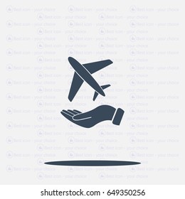 Airplane Icon in hand - vector icon