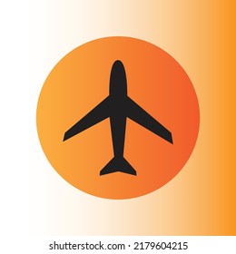 ilustración de icono de avión con fondo degradado, arte vectorial