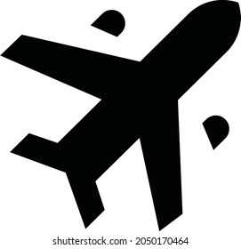 Airplane Icon Isolated on Black and White Vector Graphic Design