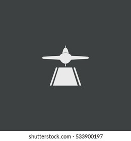Airplane icon isolated on black background