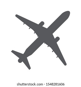 The airplane icon isolated on white background. Vector illustration in flat style plane symbol from icon set. The aircraft pictogram for displaying of the transportation, tourism, airport concept