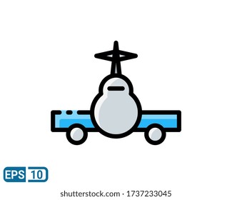 airplane icon isolated on white background. vector illustration in filled line style. EPS 10