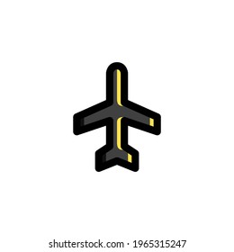 Airplane Icon, isolated on white. User Interface Outline Icon.
