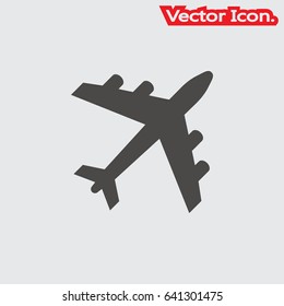 Airplane icon isolated sign symbol and flat style for app, web and digital design. Vector illustration.