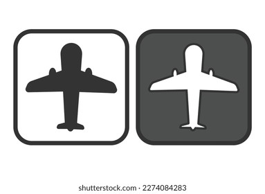 airplane icon isolated square black white color