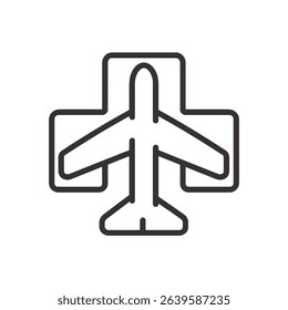Airplane icon line art travel flight journey air transport