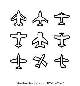 icono de avión o logotipo símbolo de señas aislado ilustración vectorial - Colección de iconos vectoriales de estilo negro de alta calidad
