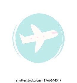 Icono del avión ilustración vectorial en círculo con textura de brocha para el resalte de la historia de medios sociales