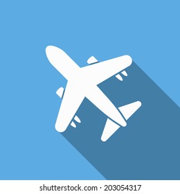 airplane icon with long shadow