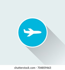 Airplane icon with long shadow