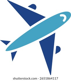 The airplane icon is the main symbol for the aviation, airline and travel industry used in the context of tourism, booking tickets or holiday packages.
