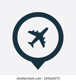 airplane icon map pin on white background 