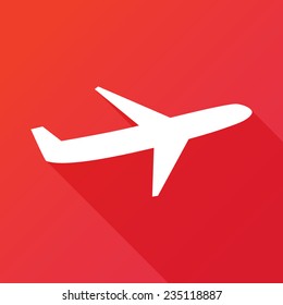 Airplane icon. Modern flat icon with long shadow effect