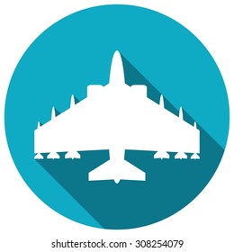Airplane icon. Modern flat icon with long shadow effect