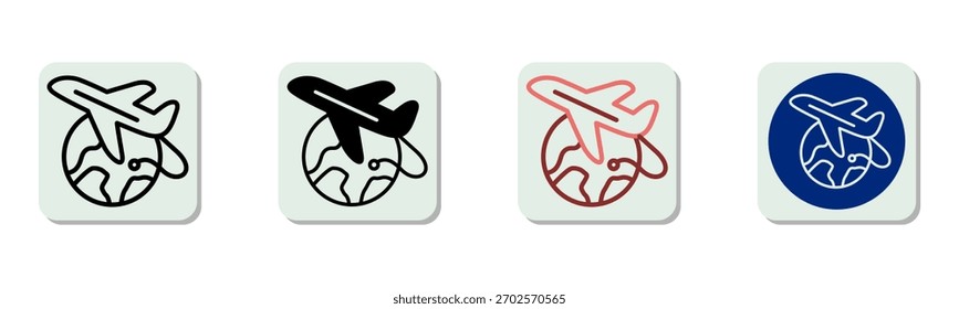Airplane Icon Multi Style Vector Illustration