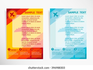 Airplane icon on abstract vector modern flyer, brochure vector template