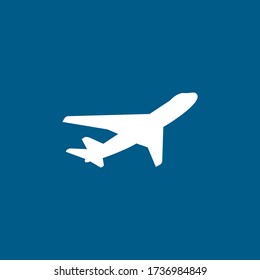 Airplane Icon On Blue Background. Blue Flat Style Vector Illustration.