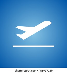 Airplane Icon on blue color. 