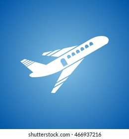 Airplane Icon on blue color. 