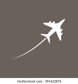 Airplane Icon on Dark Gray Color. Eps-10.