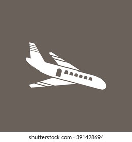 Airplane Icon on Dark Gray Color. Eps-10.