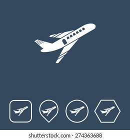Airplane Icon on Flat UI Colors with Different Shapes. Eps-10.