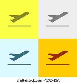 Airplane Icon on Four Different Backgrounds. Eps-10.