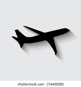Airplane Icon  on a grey background