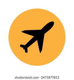 Airplane icon on orange background