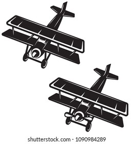 Airplane icon on white background. Design element for logo, label, emblem, sign, badge. Vector image