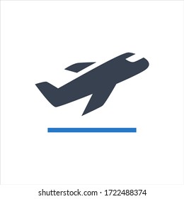 Flugzeugsymbol auf weißem Hintergrund