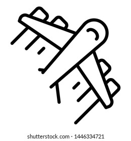 Airplane icon. Outline airplane vector icon for web design isolated on white background