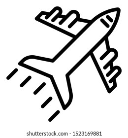 Airplane icon. Outline airplane vector icon for web design isolated on white background
