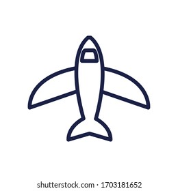 icono del avión sobre fondo blanco, estilo de línea, ilustración vectorial