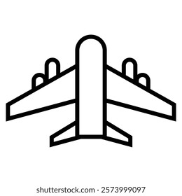 Airplane icon, perfect for travel, aviation, or transportation designs. Their clean line art makes them ideal for websites, apps, and branding, blending simplicity with versatility. Vector Concept.