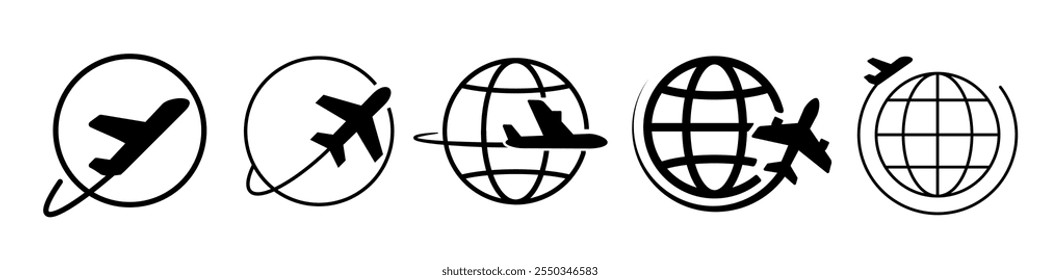  Flugzeugsymbol. Ebenensymbolsatz