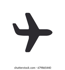 Airplane icon. Plane sign. Flight of the aircraft. Plane taking off. Flight sign. Airport icon. Jet plane. Airport sign. Flight zone. Flight indicator. Logo template. App icon. Transport company.