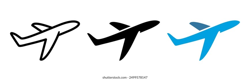 Airplane icon. Plane symbol. Air plane vector illustration. Airline sign. Aviation pictogram. Aircraft concept isolated.