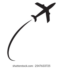 Ícone do avião. Símbolo do plano. Ilustração vetorial de avião aéreo. Sinal da companhia aérea. Pictograma da aviação. Conceito de aeronave isolado.
