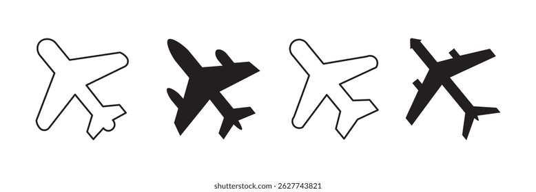 Airplane icon. Plane symbol. Air plane vector illustration. Airline sign. Aviation pictogram. Aircraft concept isolated.