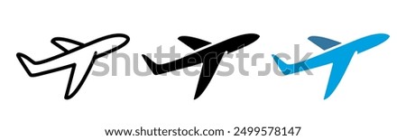 Airplane icon. Plane symbol. Air plane vector illustration. Airline sign. Aviation pictogram. Aircraft concept isolated.