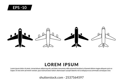 Airplane icon. Plane symbol. Plane icon vector for web, logo, and mobile app, Flight transport symbol. Travel symbol. Vector EPS 10