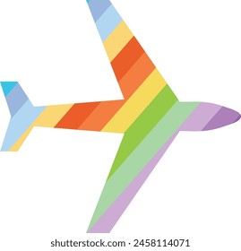 airplane icon with rainbow color inside, airplane icon vector illustration.