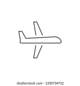Airplane Icon. Airplane Related Vector Line Icon. Isolated on White Background. Editable Stroke.