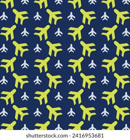 Airplane icon repeating green trendy pattern colorful vector illustration background