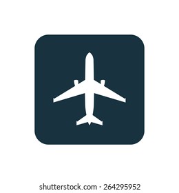 airplane icon Rounded squares button, on white background

