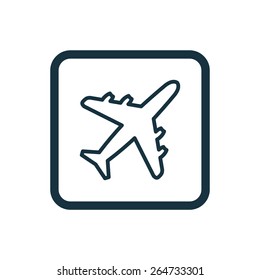 airplane icon Rounded squares button, on white background 