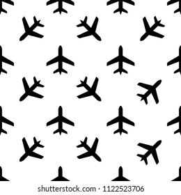 Airplane Icon Seamless Pattern Vector Art Illustration