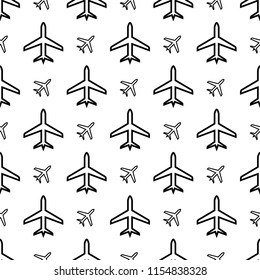 Airplane Icon Seamless Pattern Vector Art Illustration