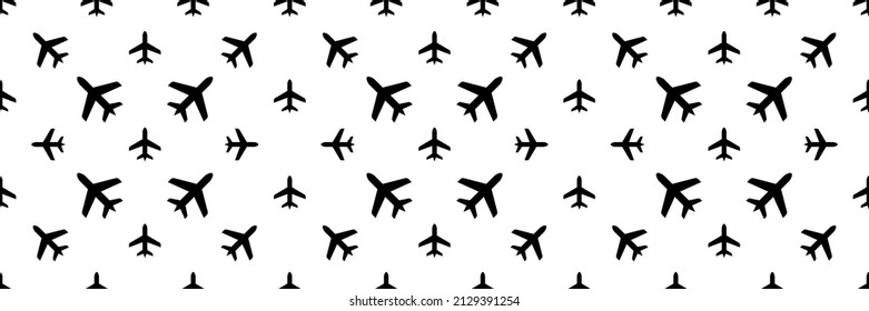 Airplane Icon Seamless Pattern Vector Art Illustration